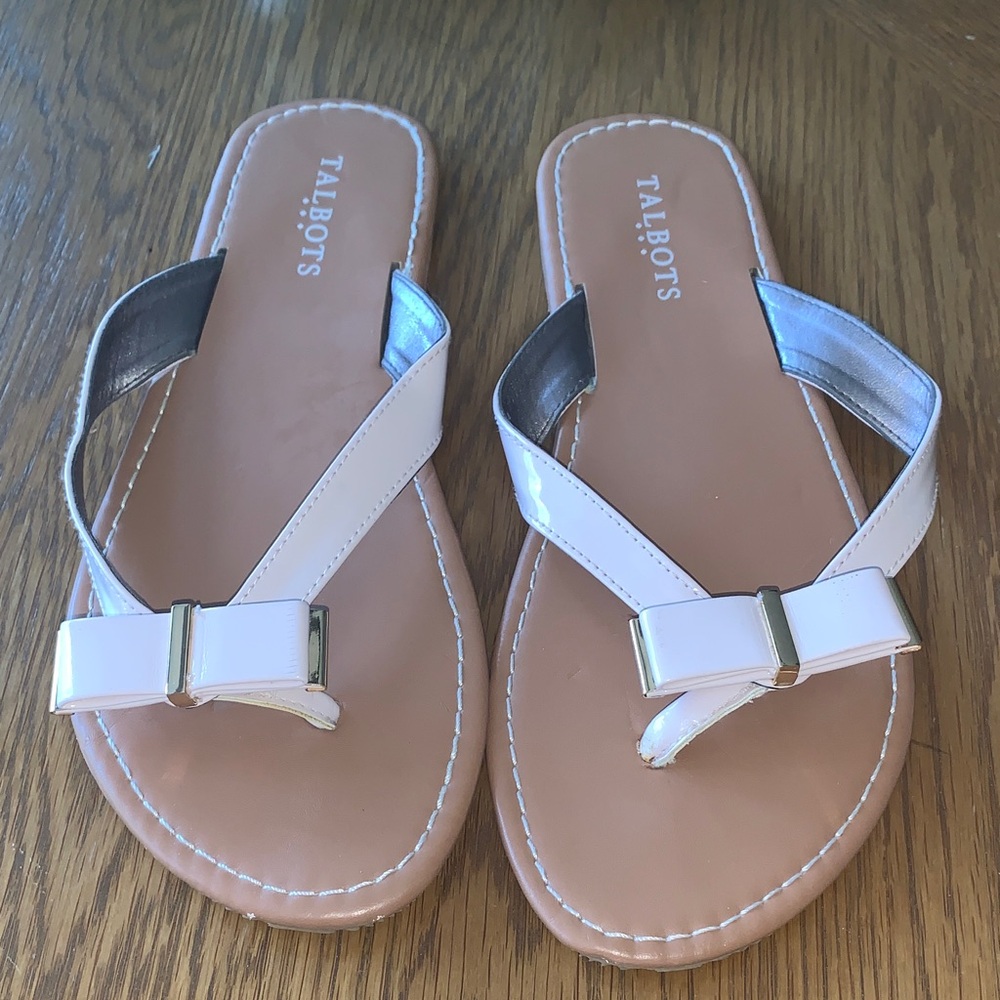 Talbots Pink Bow Tie Flip Flops Size 10
